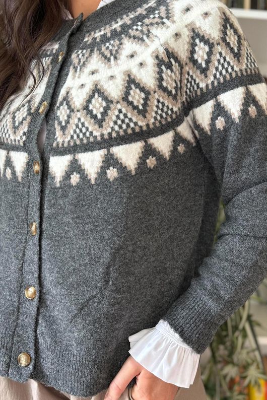Fair Isle Cardigan Grey